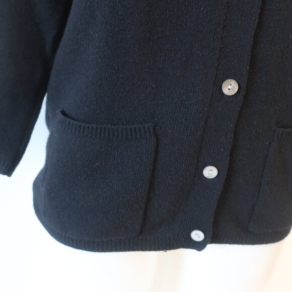 Womens Cashmere Sutton Studio Black V-Neck Pure Cashmere Cardigan Sweater S - Picture 8 of 11